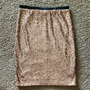 EUC The Limited Rose Gold Sequin Skirt